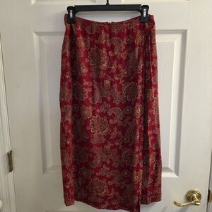 Talbots Vintage Midi Wrap Paisley Red Skirt Petite 90s Equestrian Size 6 Friends